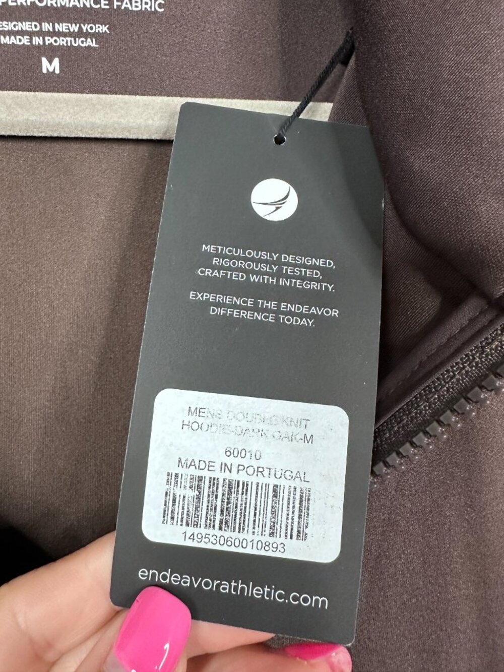 NWT Endeavor Athletic Men The Dynamic Warmup Hoodie Dark Oak Cooling Performance - Picture 8 of 10